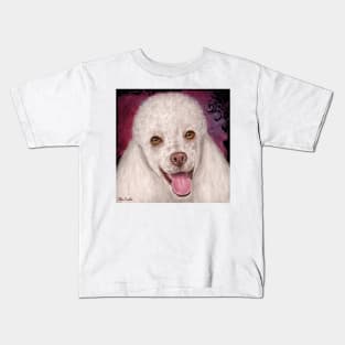 Painting of a White Mini Poodle Smiling Kids T-Shirt